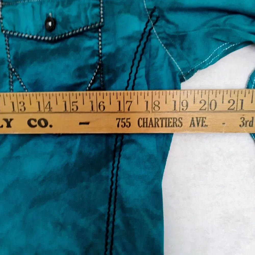 Roar Teal Embroidered Western Men's Shirt Size Medium - Picture 8 of 9
